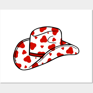 COWBOY Hat Red Cow Spots Western Art Posters and Art